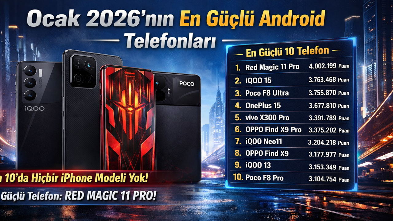 2026’ya Güçlü Giriş Ocak Ayının En Performanslı Android Telefonları Belli Oldu